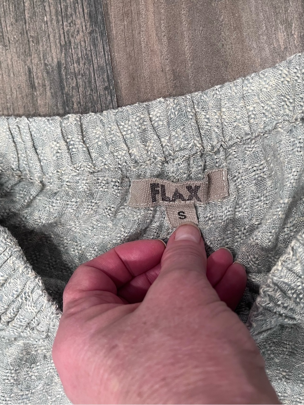 Flax 100% Linen Textured Wide-Leg Pants Sz S Gray/beige Pockets Lagenlook Boho - Picture 4 of 8